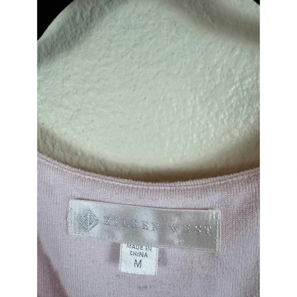 Eileen West Nightgown Women Medium Pink Lace Trim Henley Long Sleeve Sleepwear
